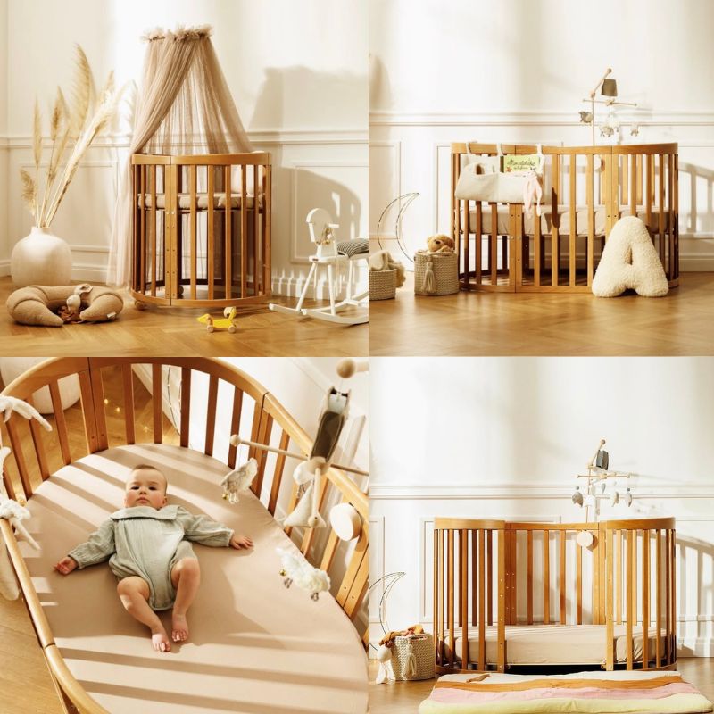 waldin wieg hout, doorgoeiledikant, houten meegroeibed