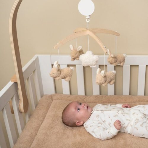 muziekmobiel baby bunny, newborn baby decoratie voor boven de box, littledutch baby mobiel
