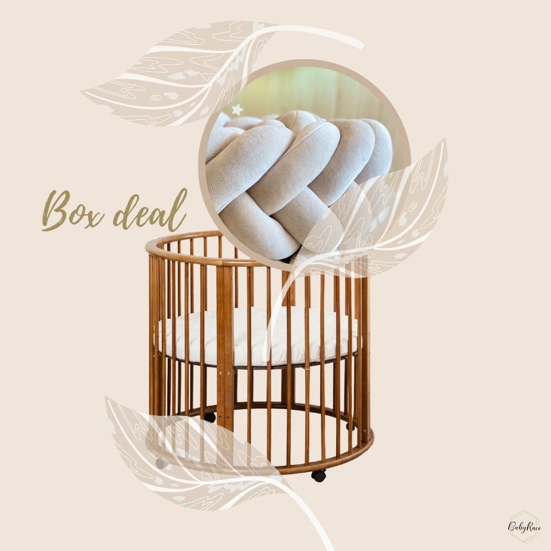 boxdeal walnoot met boxvlecht, ronde box walnoot inclusief rond boxmatras