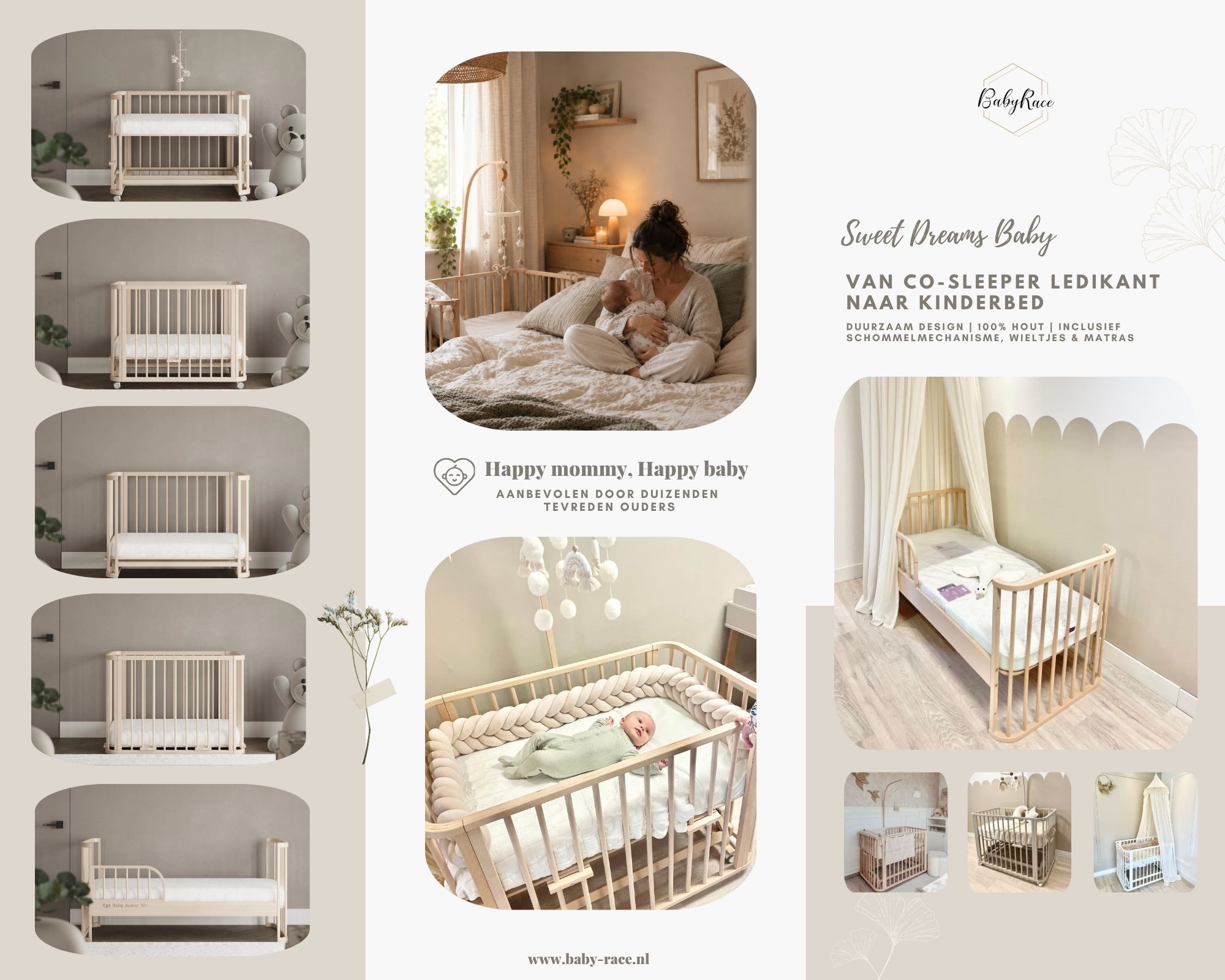 co sleeper ledikant naar kinderbed babyrace, multifunctioneel meegroeibed van beukenhout, babybed en kinderbed in één, grote cosleeper ideaal voor stadsappartementen, co-sleeper ledikant wieg box peuterbed babyrace, doorgroeiledikant, meegroei wieg, meegroeibed, meegroei babybedje, meegroei cosleeper, transformeerbaar babybed, houten aanschuifbedje, houten ledikant en peuterbed, houten cosleeper, houten wieg, grote co-sleeper